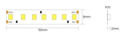 STRIP LED 14,4 W/MT 24V 2000LM/MT - immagine 2
