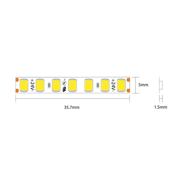 STRIP LED 15W/MT 24V 1650LM/MT CRI90 5MM - immagine 2