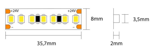 STRIP LED 9,6W/MT 24V 1000LM/MT CRI95 - immagine 2