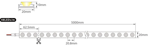 FLEX NEON CON LENTI WALLWASHER 25° X 45° 18W/MT 1780LM/MT - immagine 4