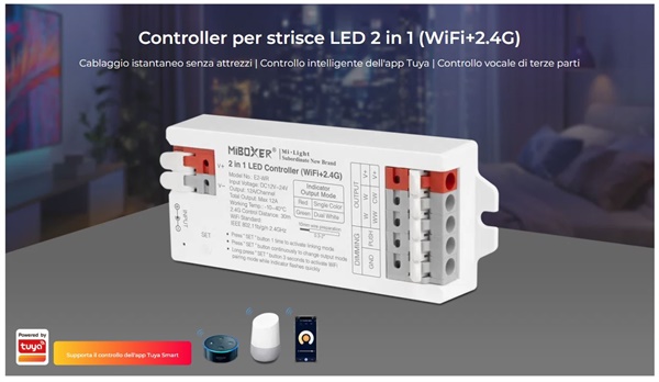 RICEVITORE DIMMER NANO 2in1 INNESTO RAPIDO MONOCOLORE + CCT + WIFI + RF + COMPATIBILE CON APP - immagine 4