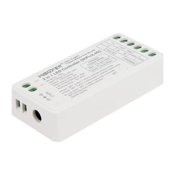 RICEVITORE DIMMER 2in1 1CH/2CH MONOCOLORE + CCT + MEMORIA + WIFI + RF + PULSANTE + COMPATIBILE CON APP