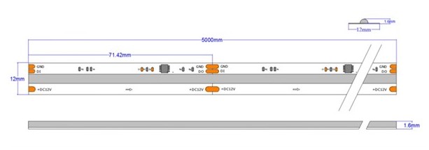 STRIP LED COB DIGITALE 12V 10W/MT 630LM/MT - immagine 2