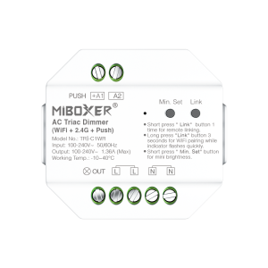 INTERRUTTORE DIMMER SWITCH SMART TRIAC A TAGLIO DI FASE 100-240V PUSH + APP + RF MI-LIGHT